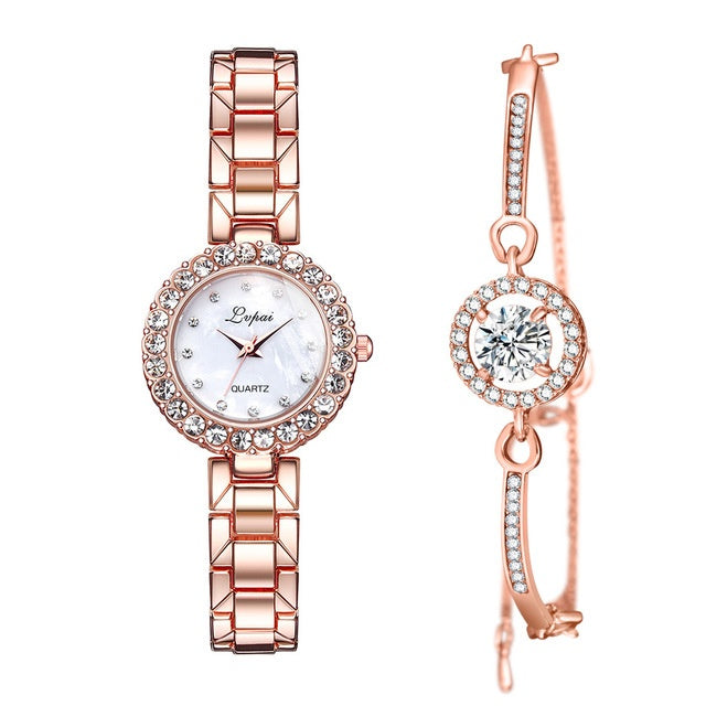 Watches-Set Bangle Clock Bracelet Wrist-Watch Quartz Women Fashion Ladies Brand Luxury