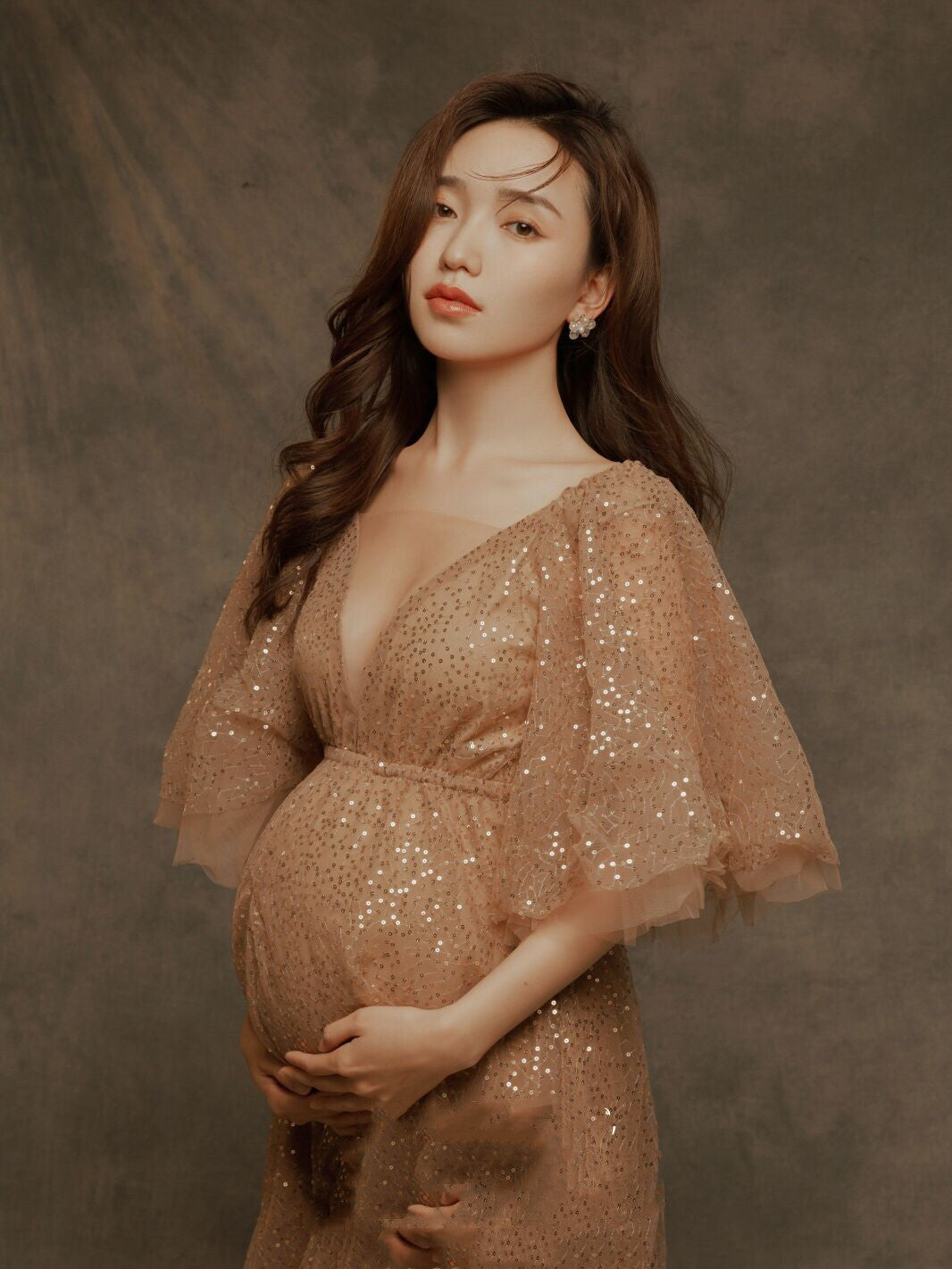 Sequin Fairy Wedding Dress Pregnant Women Photo Studio Clothing