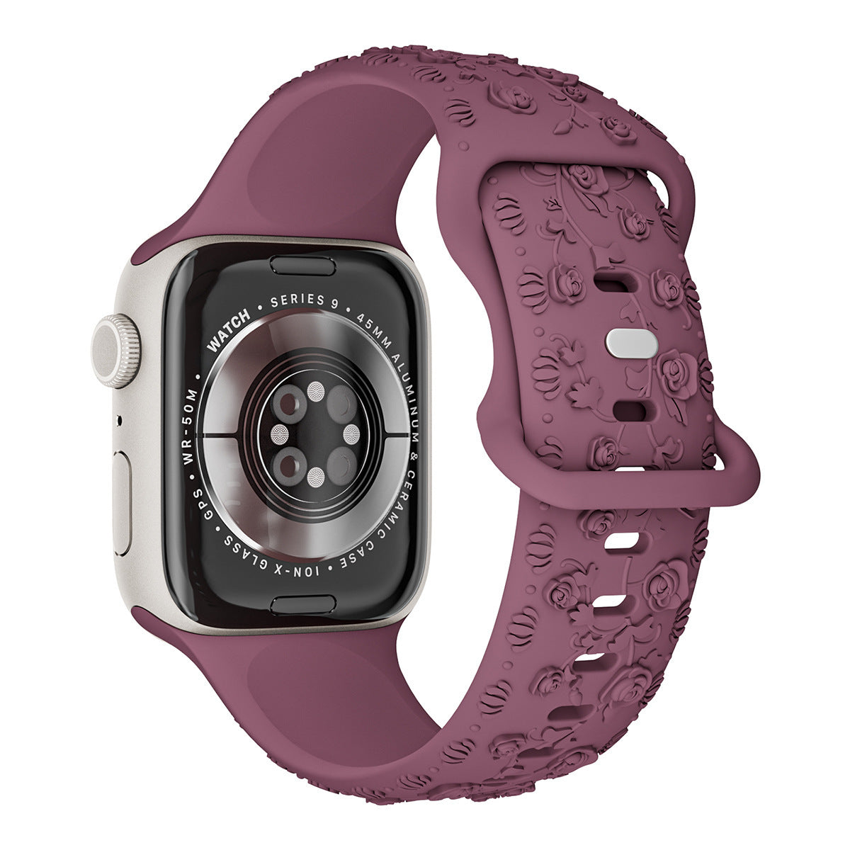 Embossed Rose Silicone Watch Strap