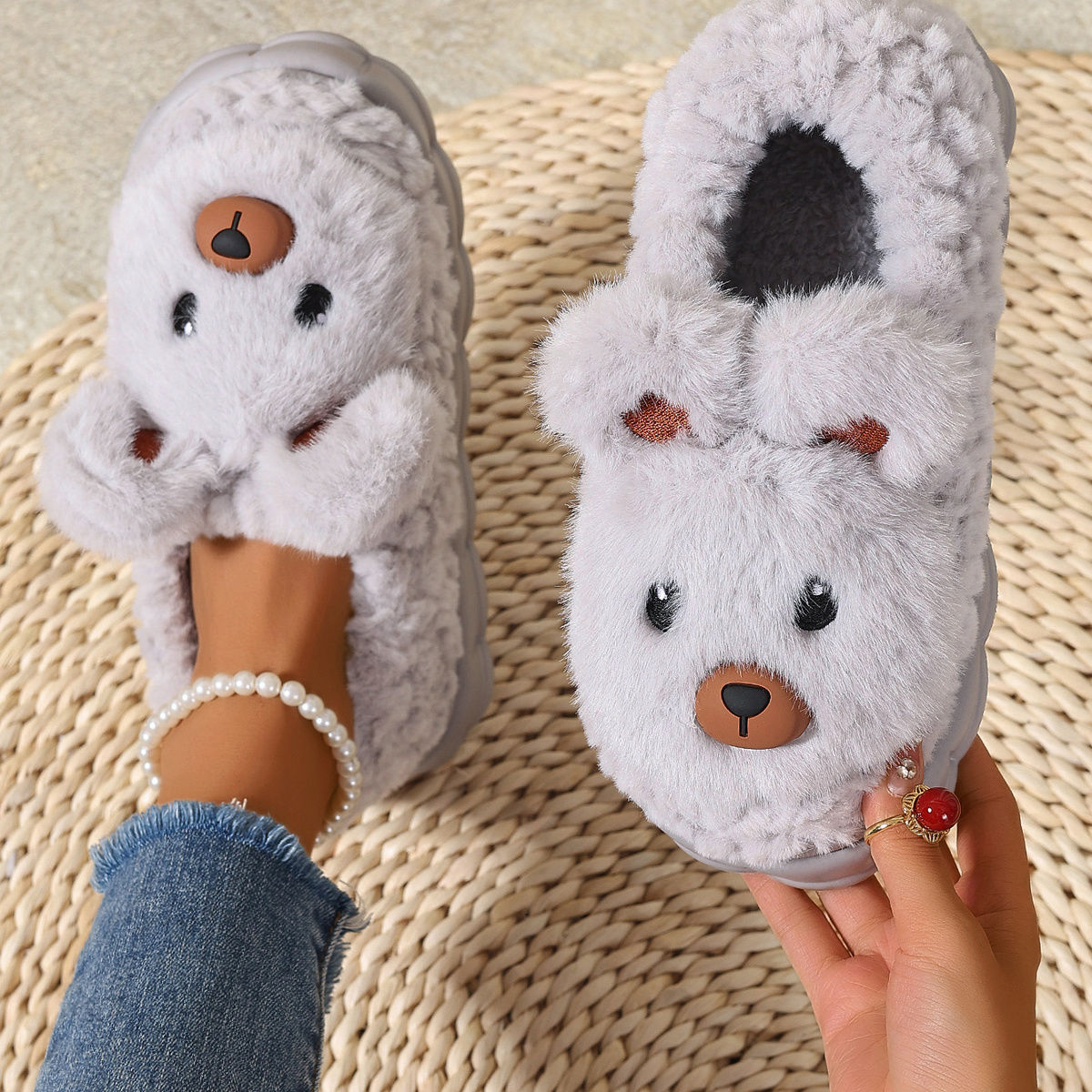 New Warm Indoor Plush Cartoon Cotton Shoes For External Wear