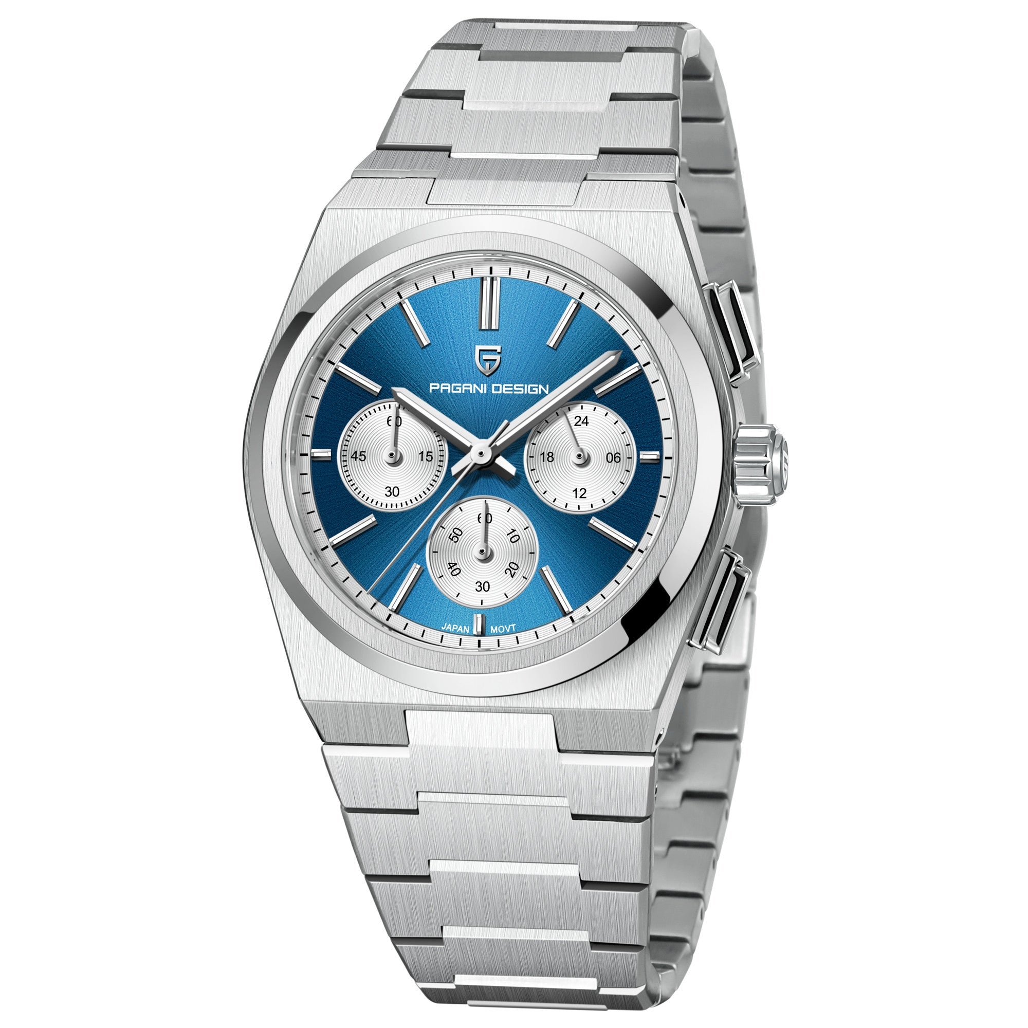 Mens Fashion Blue Quartz Waterproof Chronograph Watch