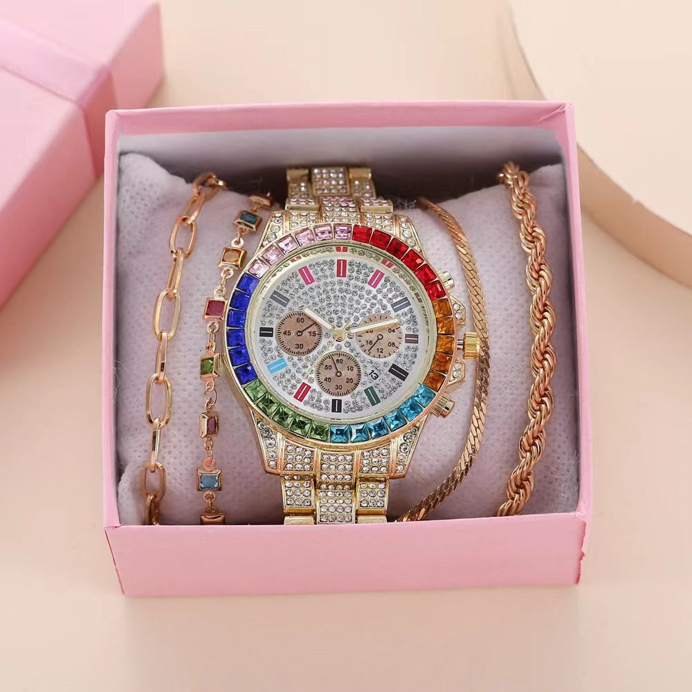 Women's Steel Full Diamond Single Calendar Wrist Watch