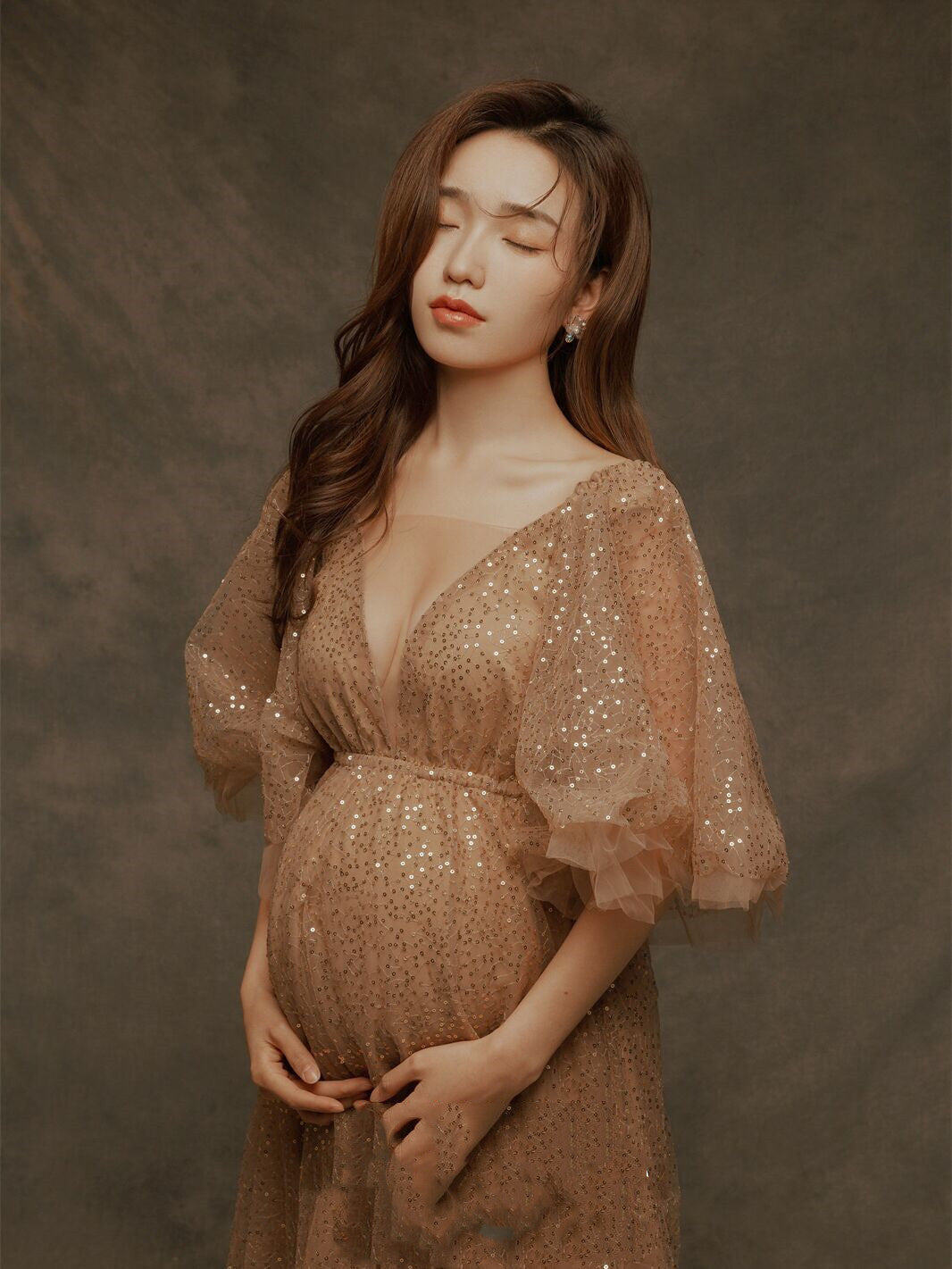 Sequin Fairy Wedding Dress Pregnant Women Photo Studio Clothing