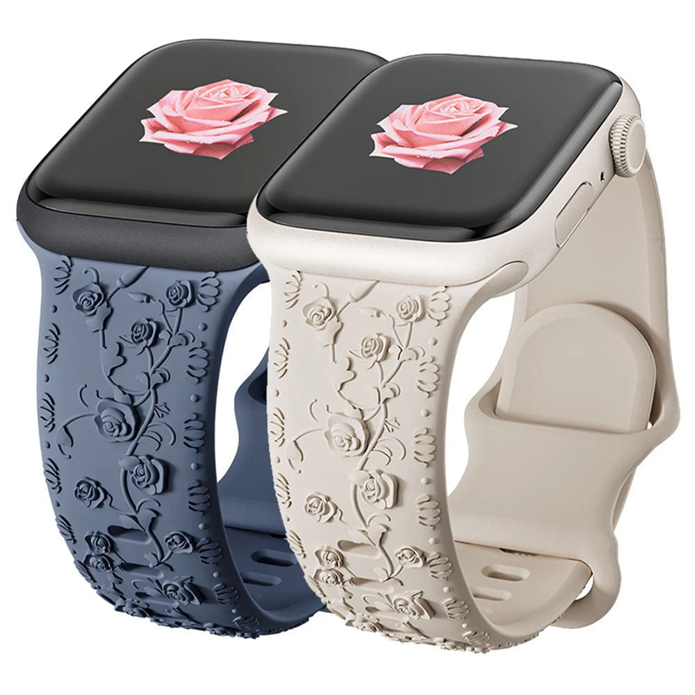 Embossed Rose Silicone Watch Strap